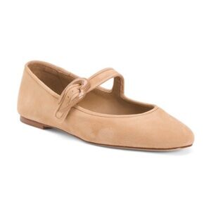 larroudé verona ballet flat in peanut suede